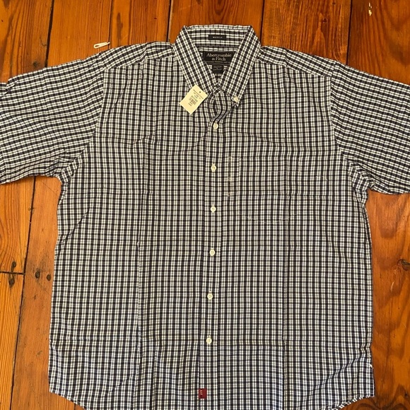 Abercrombie &Fitch Muscle Short Sleeve Men’s Button Down Shirt Size L Blue Plaid - Picture 6 of 8